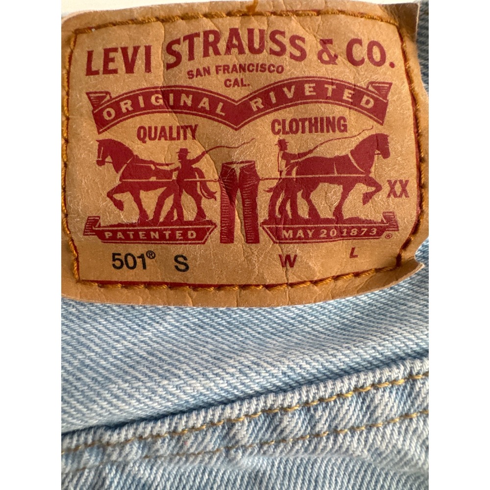 Levis 501 Skinny Light Wash Distressed High Rise Button Fly Jeans W25 L28 - Picture 7 of 8